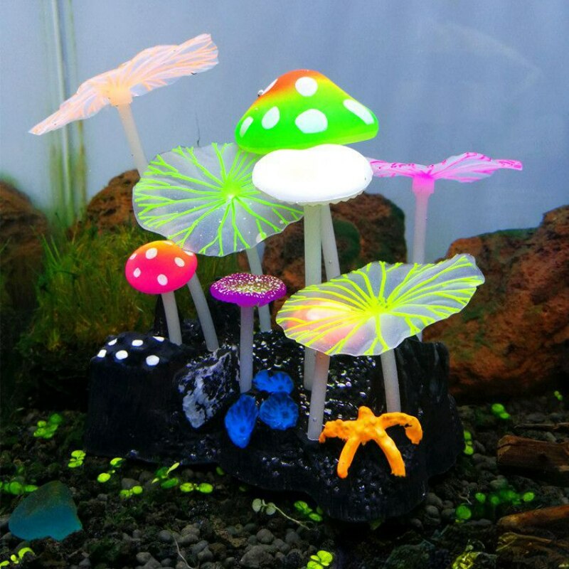 Aquarium Mushroom & Lotus Decor